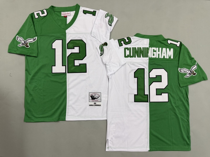 Men 2025 Philadelphia Eagles #12 Cunningham green white Throwback Limited NFL Jersey style 001->new york jets->NFL Jersey